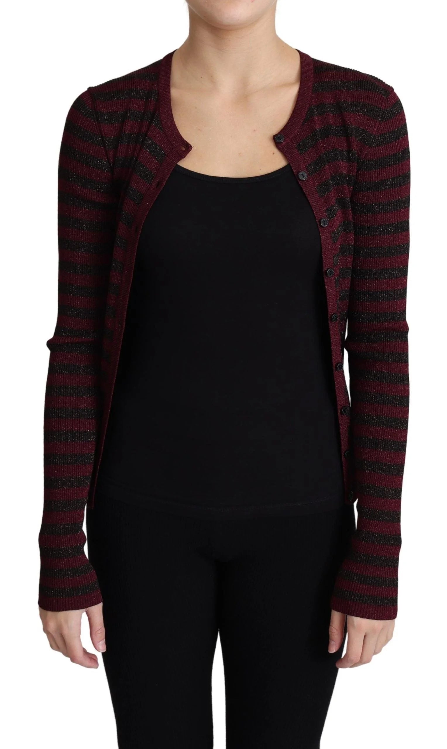 Dolce & Gabbana Black Red Striped Viscose Cardigan Sweater - IT38|XS - Cardigans