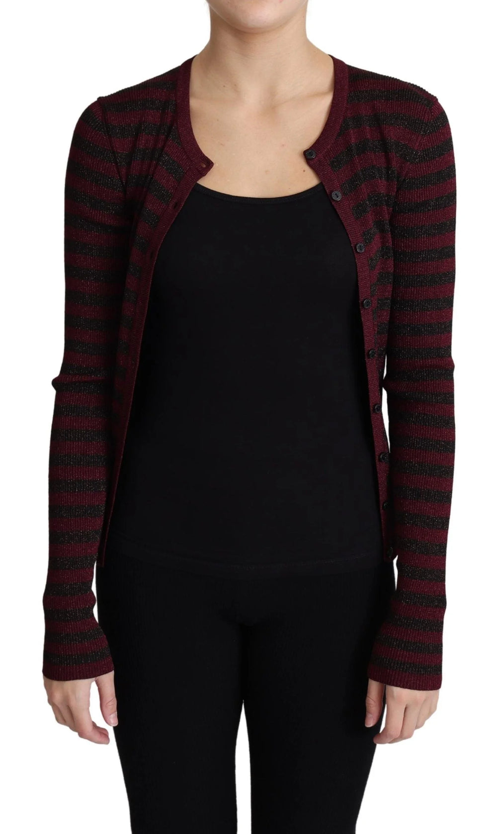 Dolce & Gabbana Black Red Striped Viscose Cardigan Sweater - IT38|XS - Cardigans