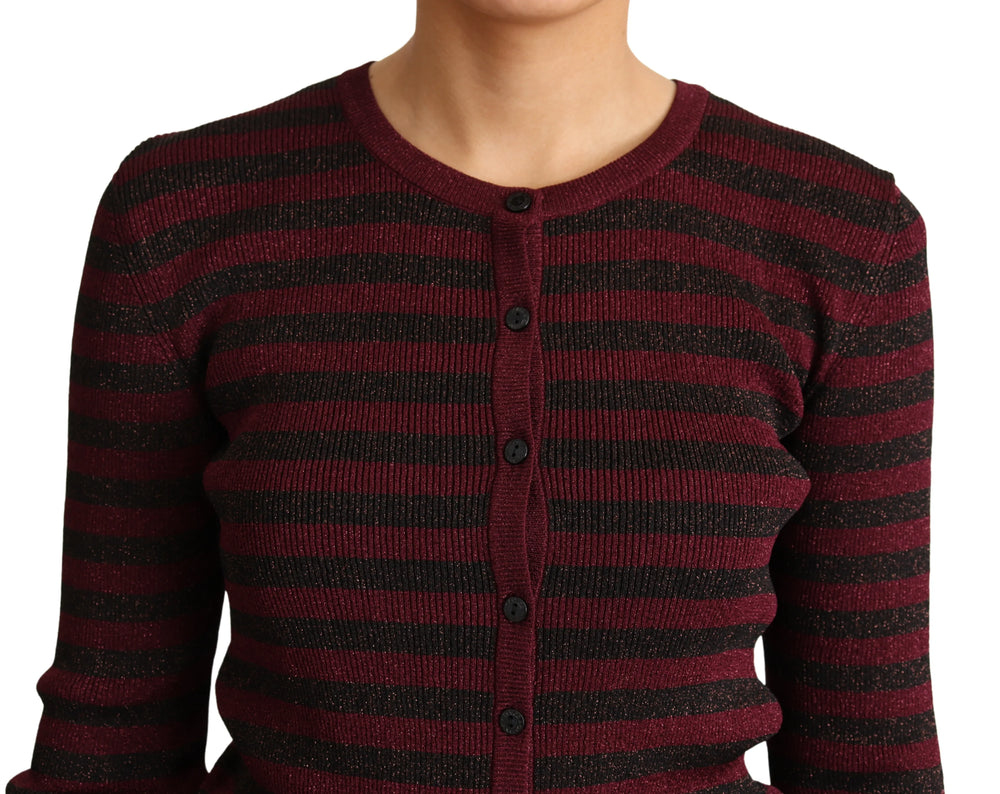 Dolce & Gabbana Black Red Striped Viscose Cardigan Sweater - IT38|XS - Cardigans
