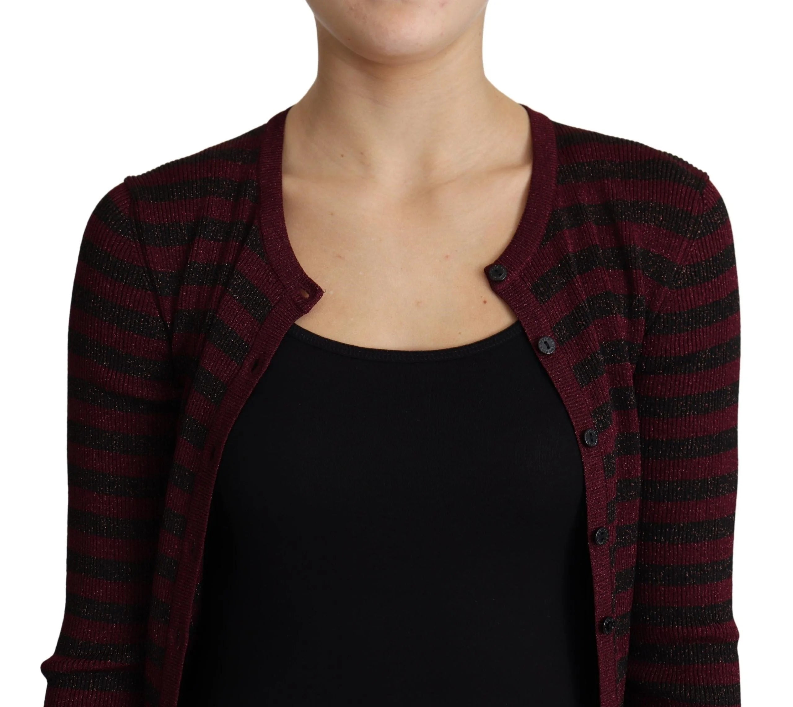Dolce & Gabbana Black Red Striped Viscose Cardigan Sweater - IT38|XS - Cardigans