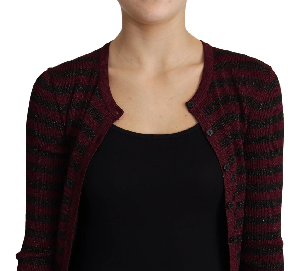 Dolce & Gabbana Black Red Striped Viscose Cardigan Sweater - IT38|XS - Cardigans