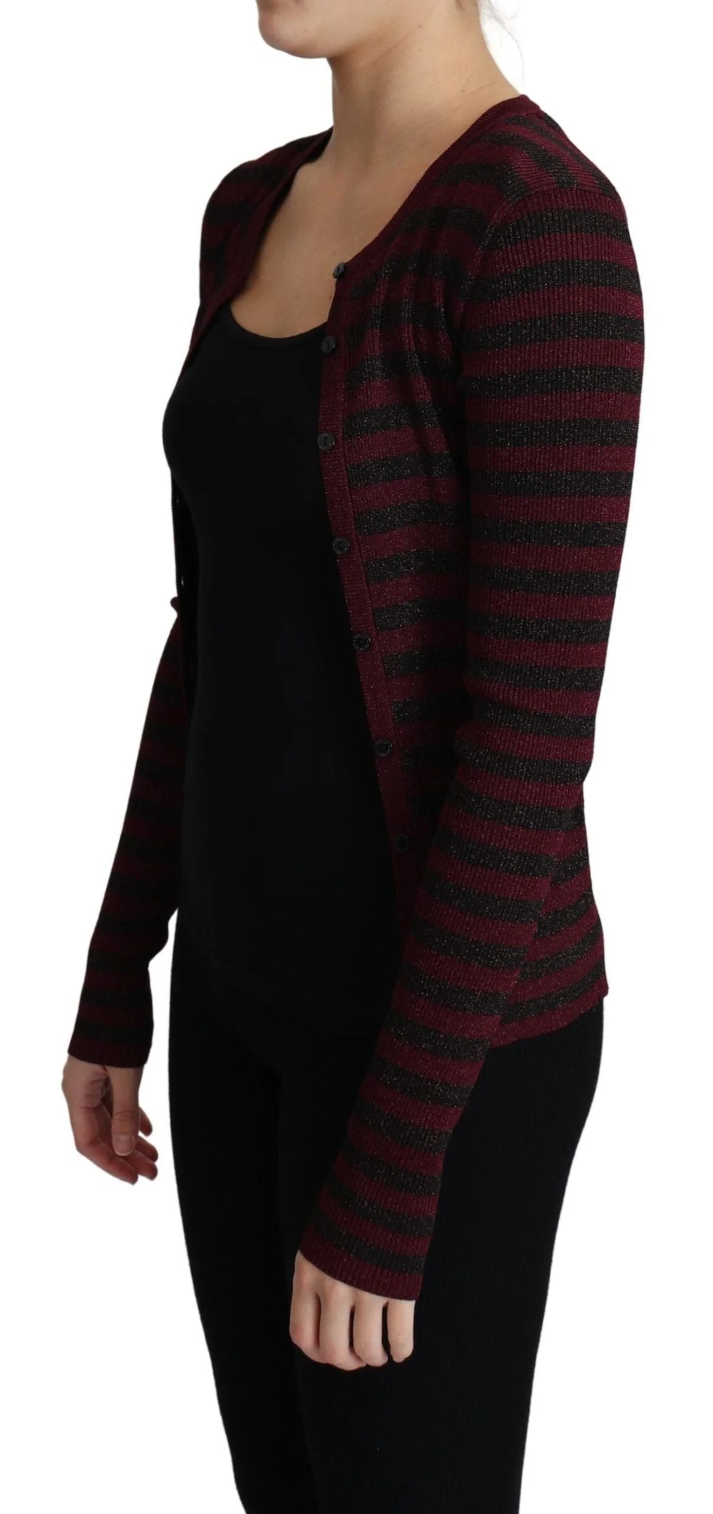 Dolce & Gabbana Black Red Striped Viscose Cardigan Sweater - IT38|XS - Cardigans