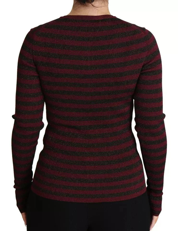 Dolce & Gabbana Black Red Striped Womens Cardigan Sweater - Cardigans