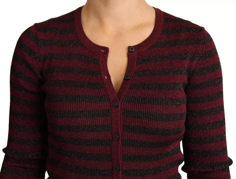 Dolce & Gabbana Black Red Striped Womens Cardigan Sweater - Cardigans