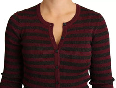 Dolce & Gabbana Black Red Striped Womens Cardigan Sweater - Cardigans