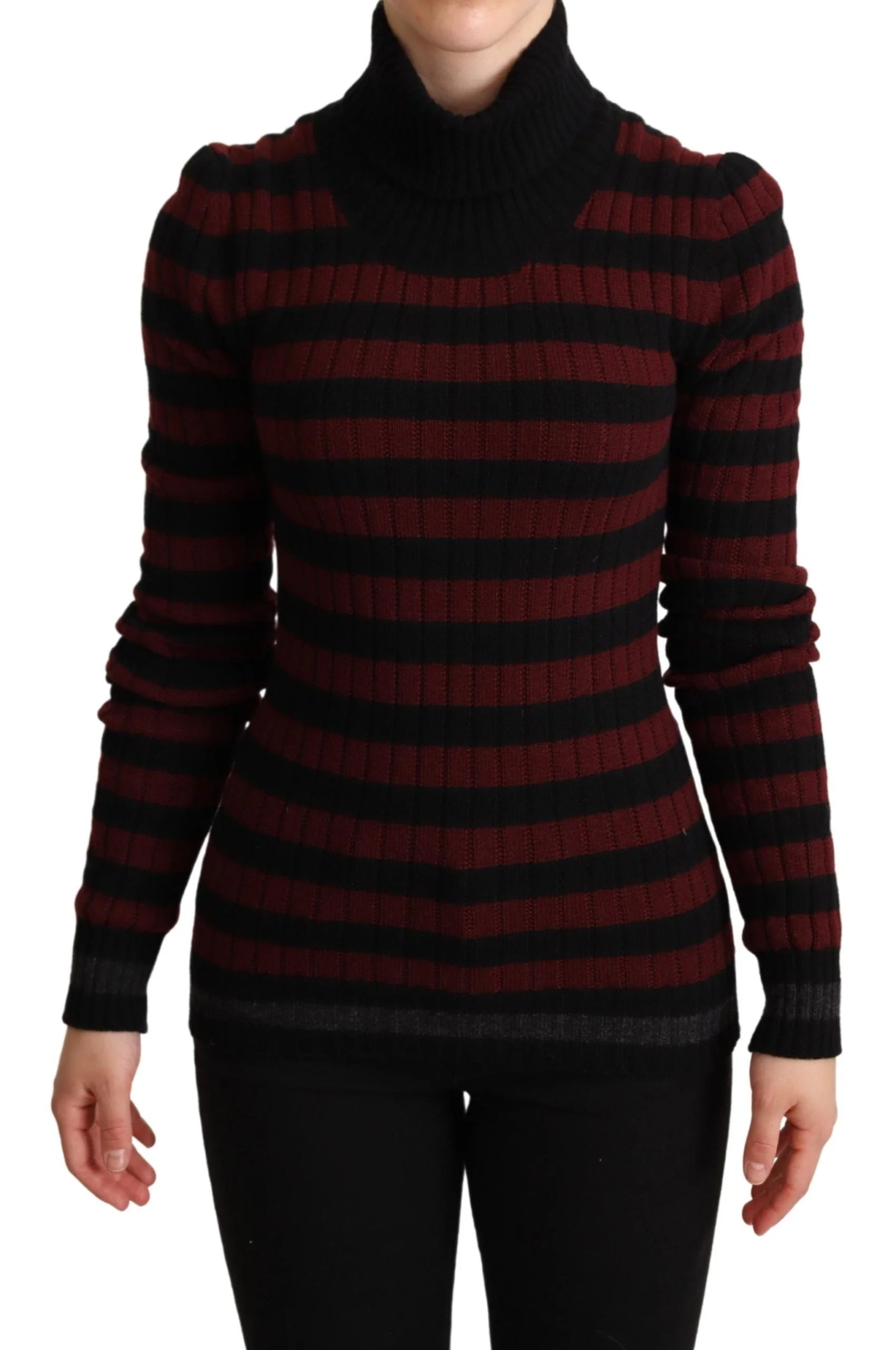 Dolce & Gabbana Black Red Striped Wool Pullover Sweater - IT40|S - Sweaters