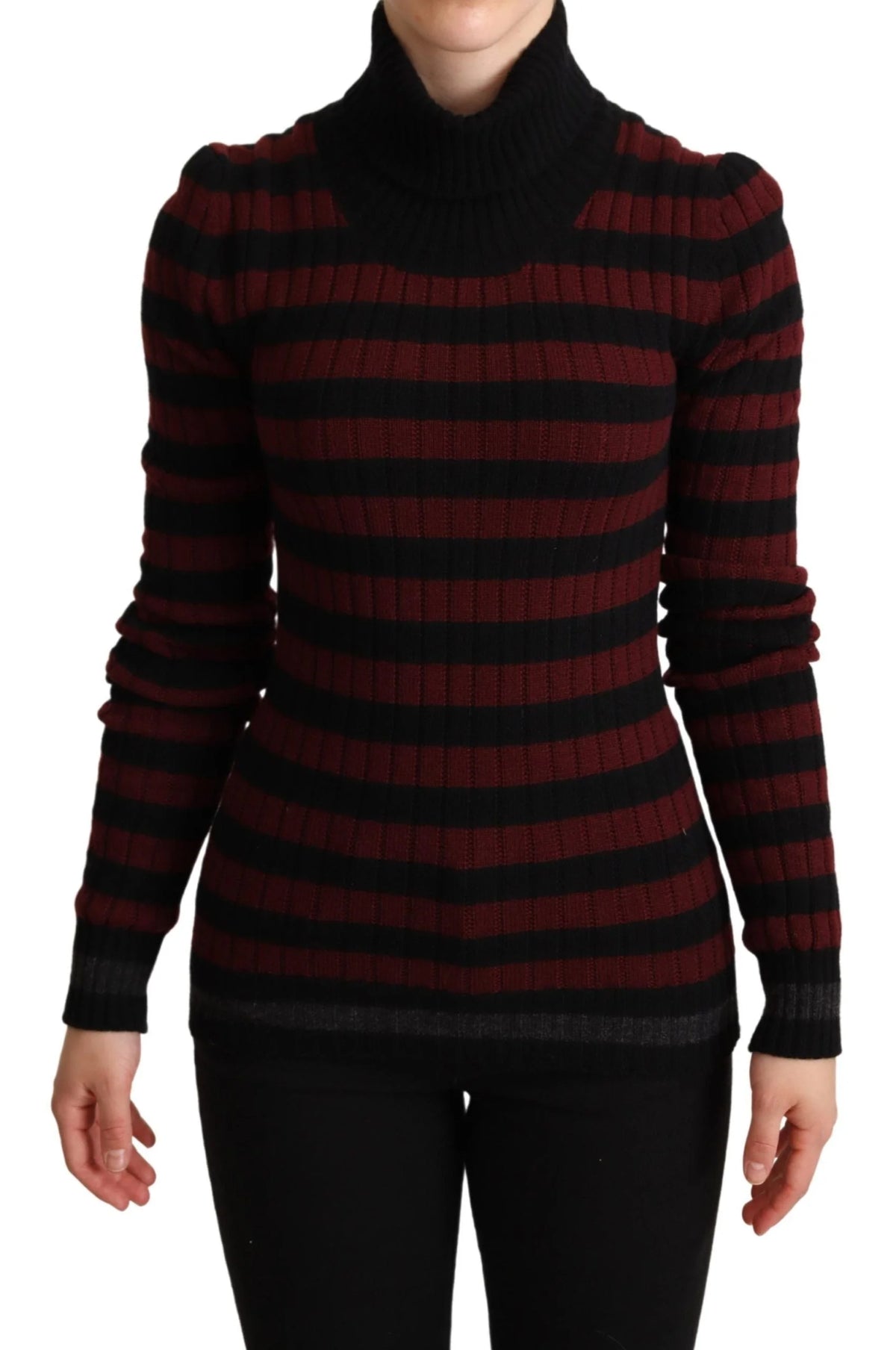Dolce & Gabbana Black Red Striped Wool Pullover Sweater - IT40|S - Sweaters
