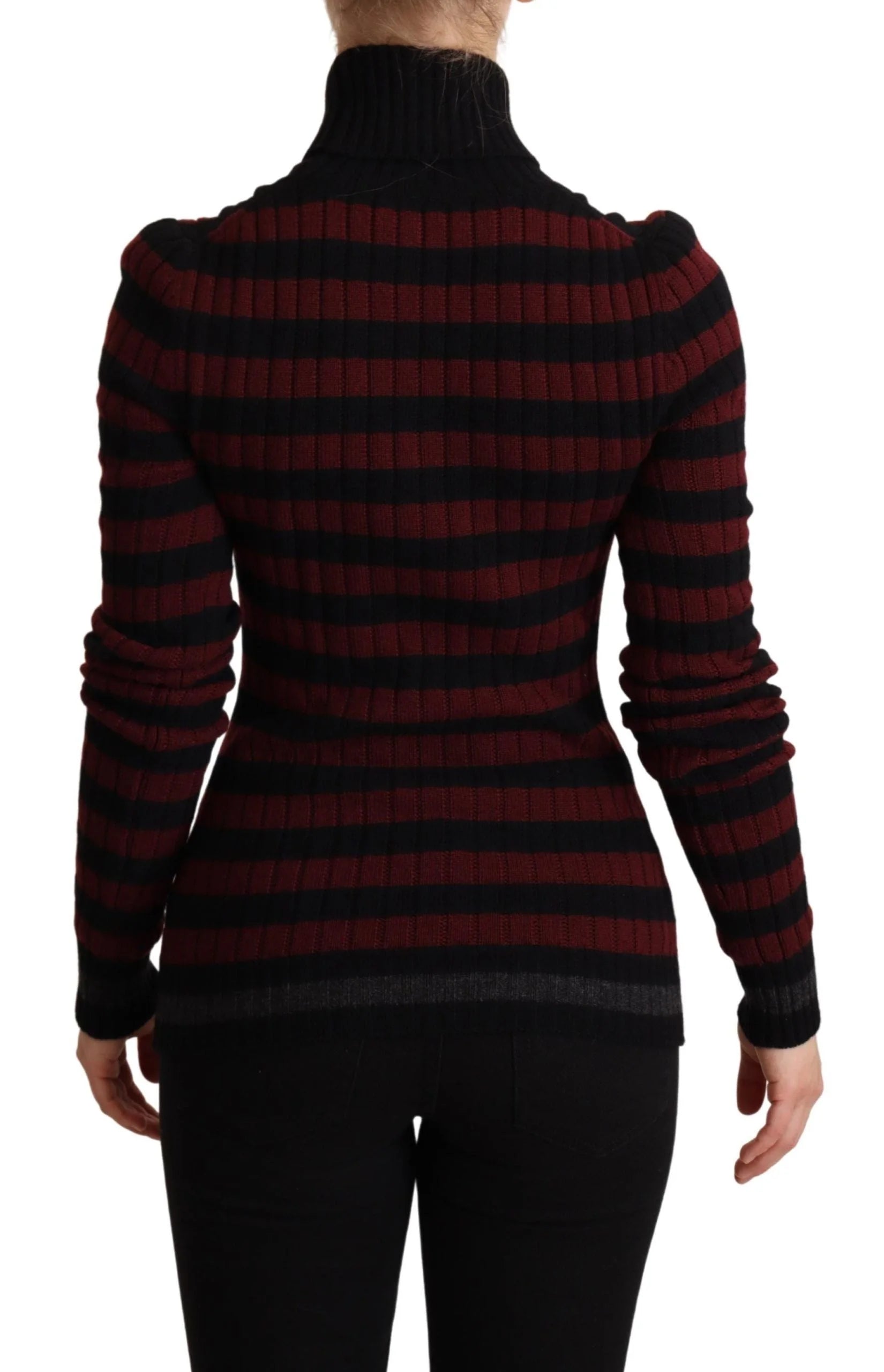 Dolce & Gabbana Black Red Striped Wool Pullover Sweater - IT40|S - Sweaters
