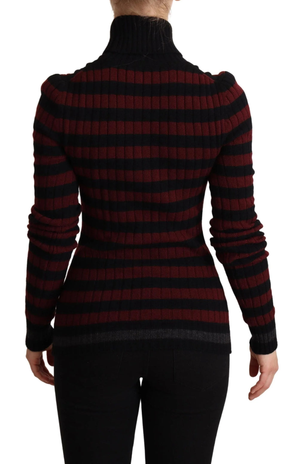 Dolce & Gabbana Black Red Striped Wool Pullover Sweater - IT40|S - Sweaters