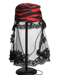 Dolce & Gabbana Black Red Stripes Lace Tulle Bucket Hat - 57 cm|S