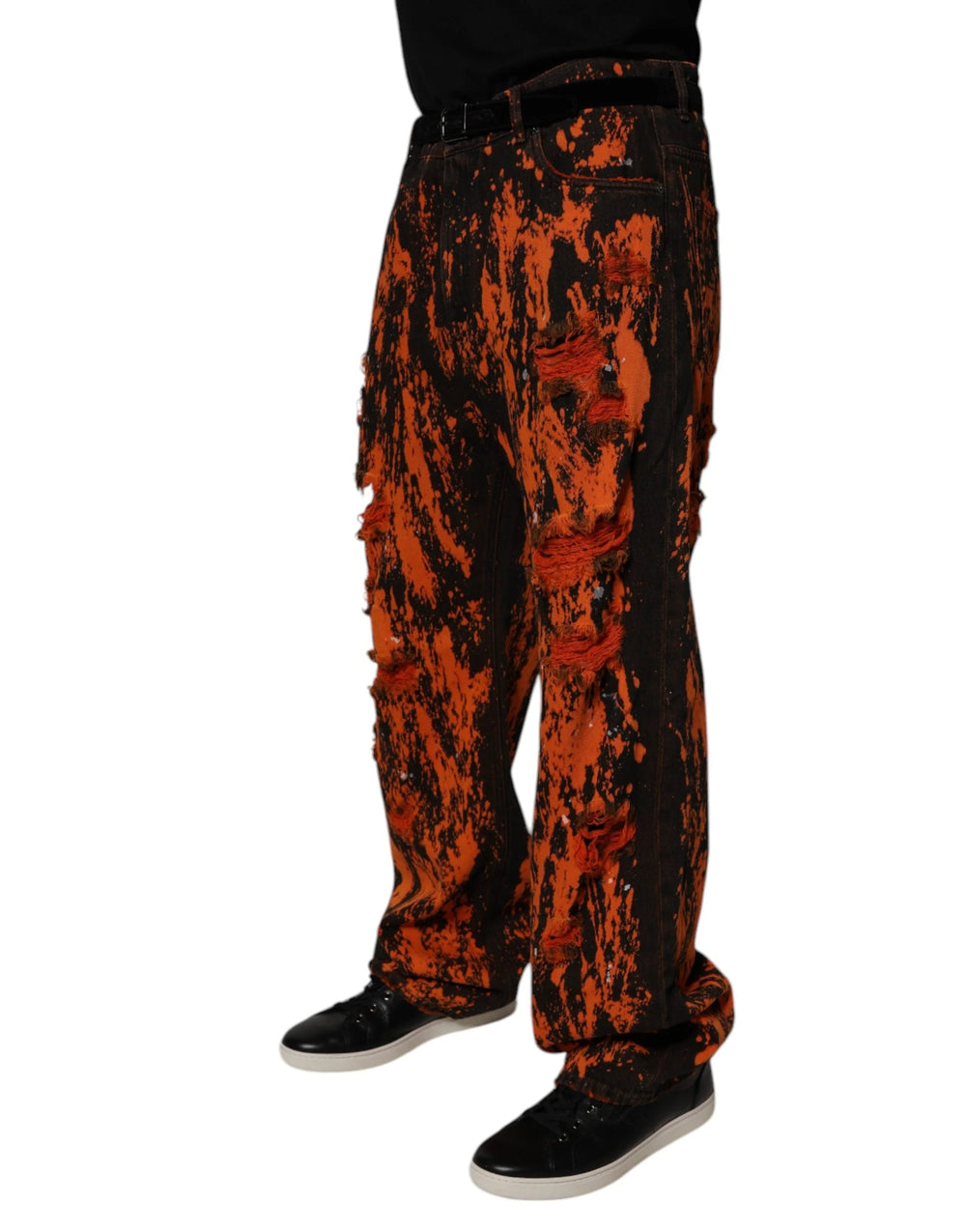 Dolce & Gabbana Black Red Tie Dye Cotton Straight Denim Jeans - IT48 | M - Jeans