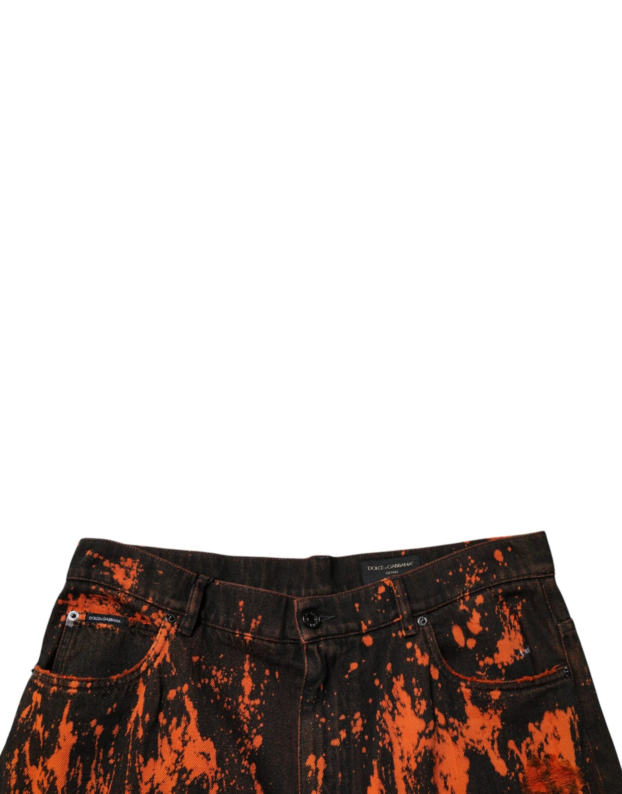 Dolce & Gabbana Black Red Tie Dye Cotton Straight Denim Jeans - IT48 | M - Jeans