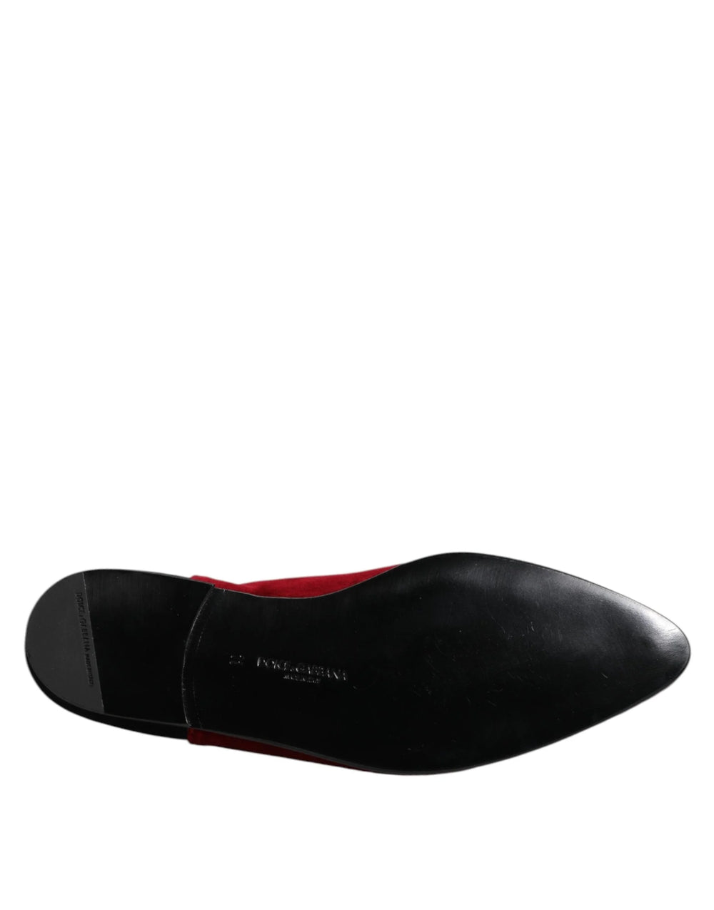 Dolce & Gabbana Black Red Velvet Embellished Slip On Shoes - EU45/US12 - Flats