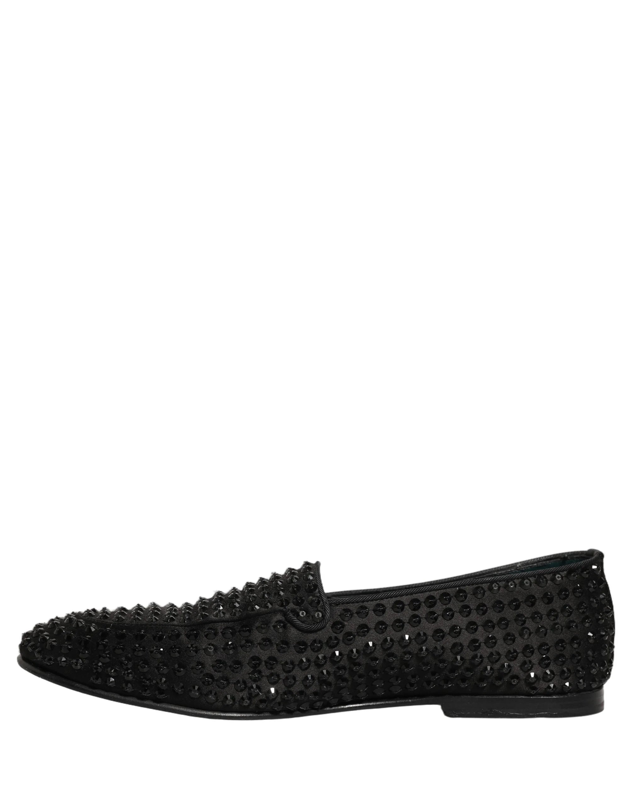 Dolce & Gabbana Black Rhinestone Embellished Loafers Shoes - EU43/US10
