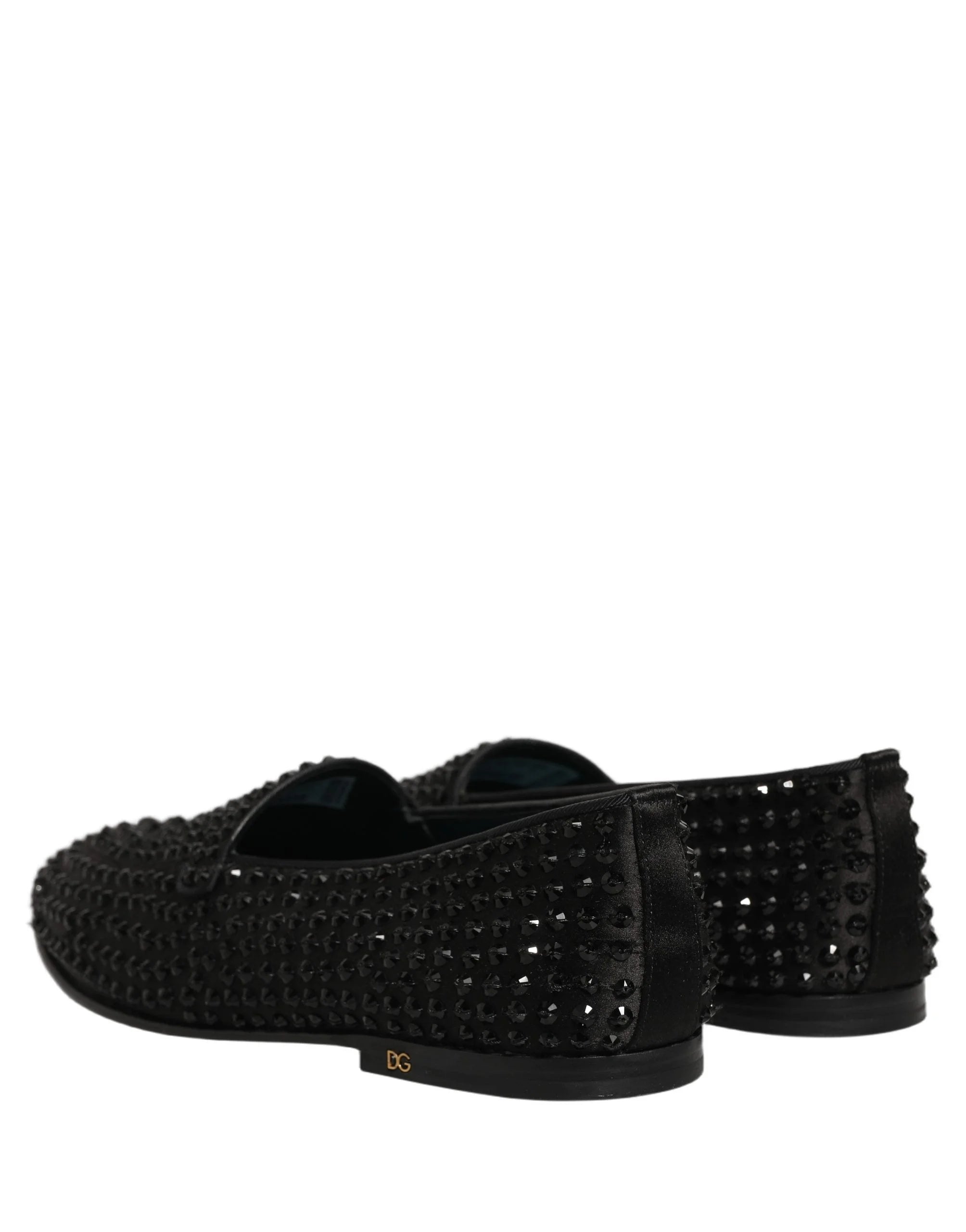 Dolce & Gabbana Black Rhinestone Embellished Loafers Shoes - EU43/US10