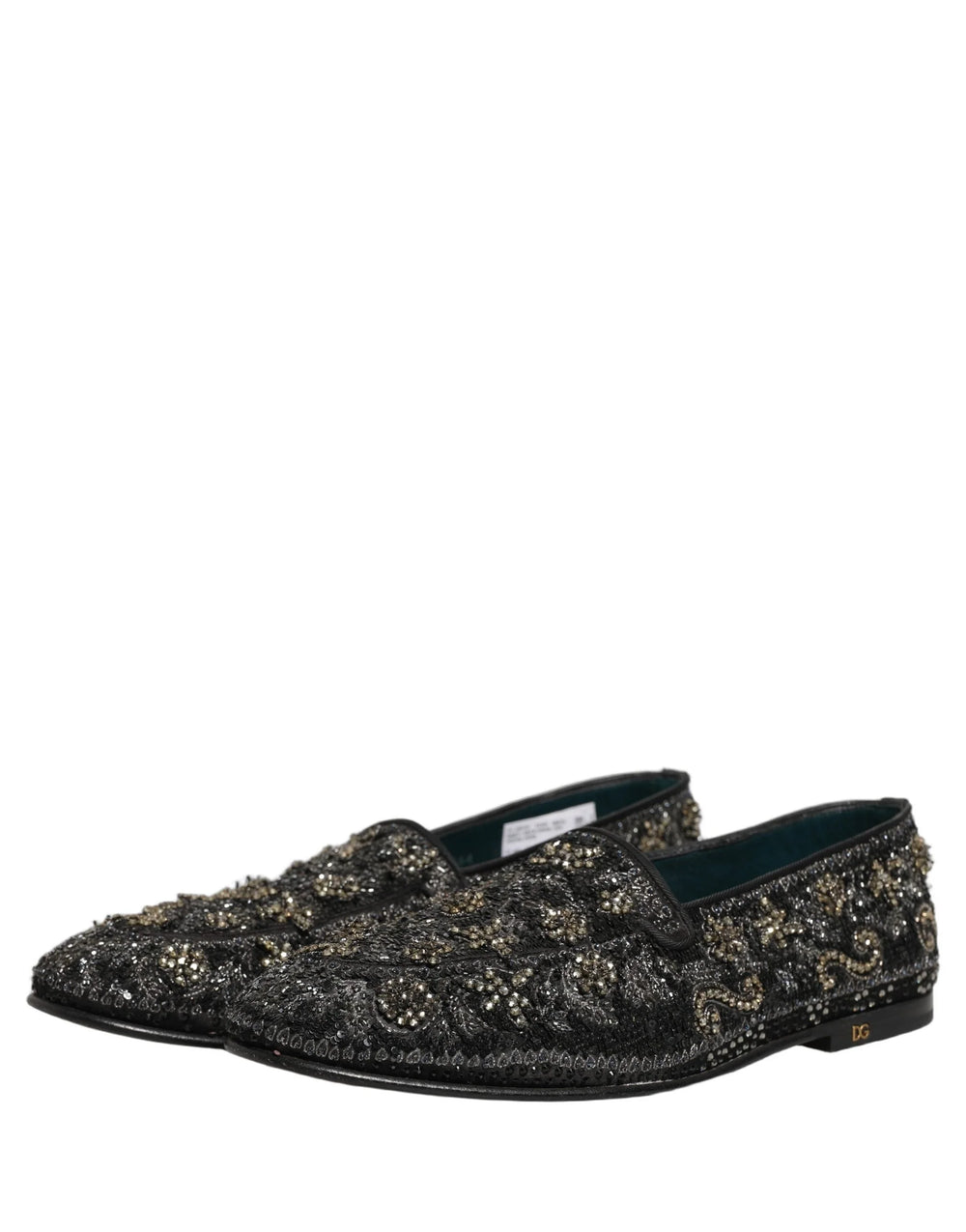 Dolce & Gabbana Mocassini Neri con Cristalli - EU43/US10
