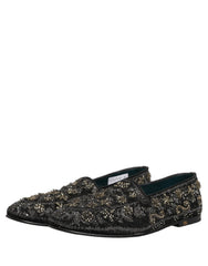 Dolce & Gabbana Mocassini Neri con Cristalli - EU43/US10