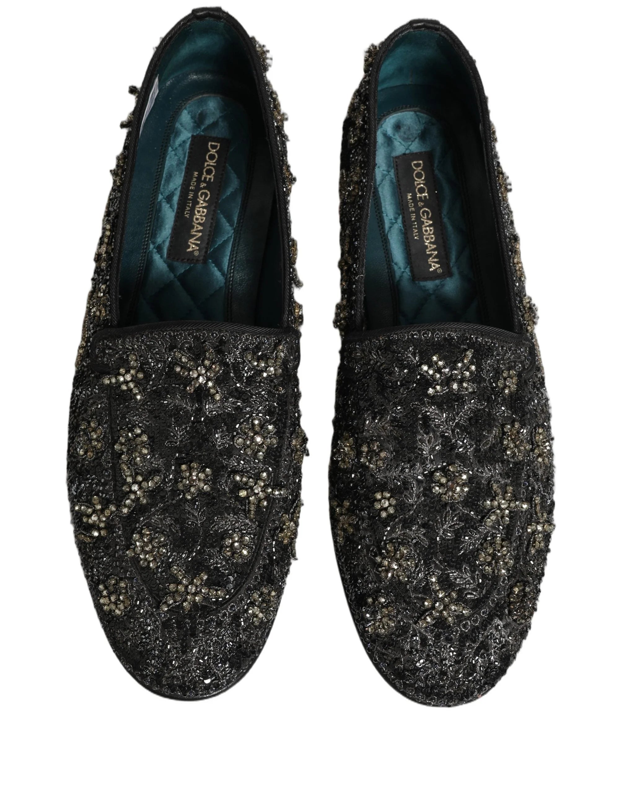 Dolce & Gabbana Mocassini Neri con Cristalli - EU43/US10