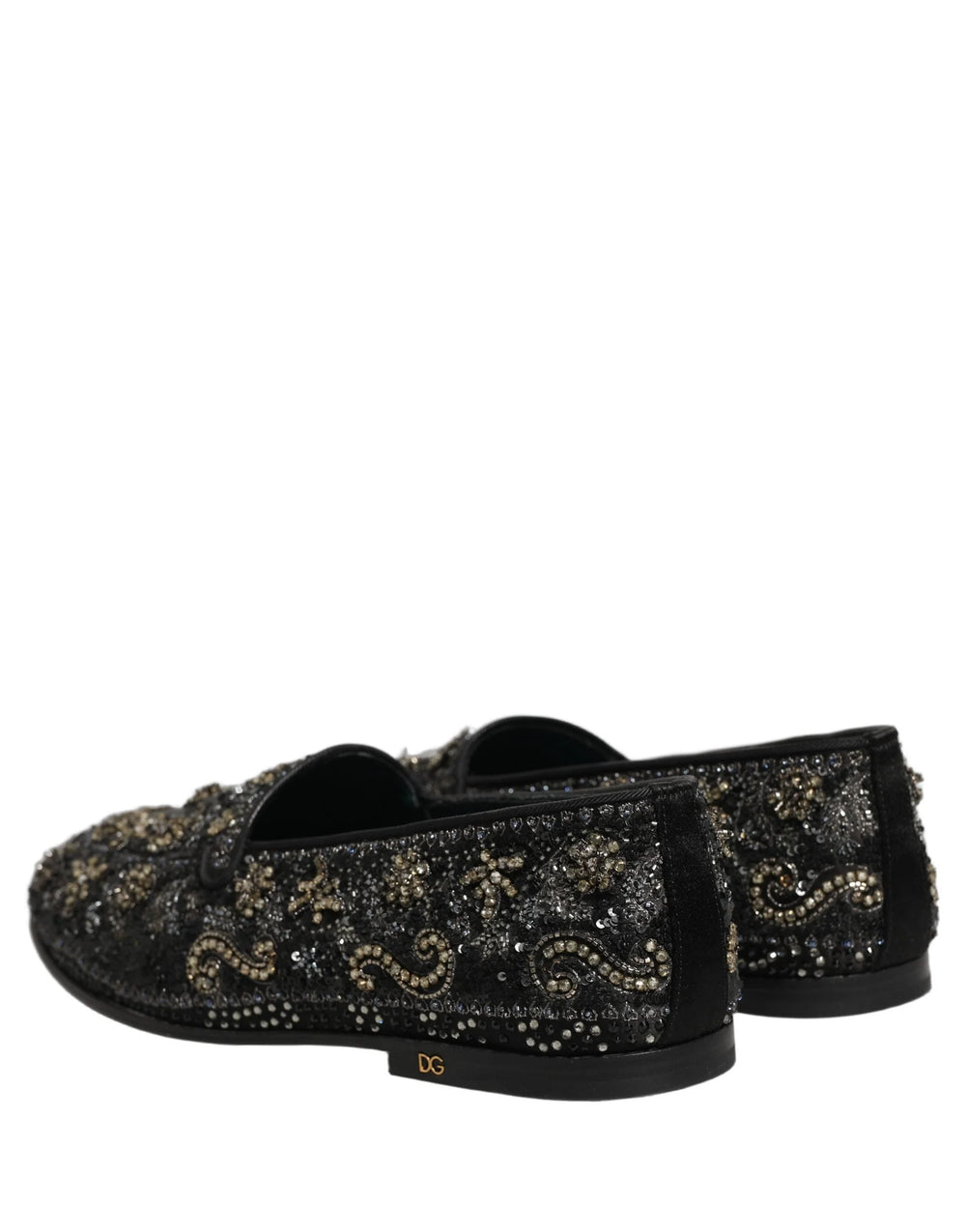 Dolce & Gabbana Mocassini Neri con Cristalli - EU43/US10