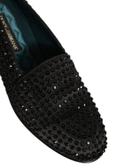 Dolce & Gabbana Black Rhinestone Embellished Loafers Shoes - EU43/US10