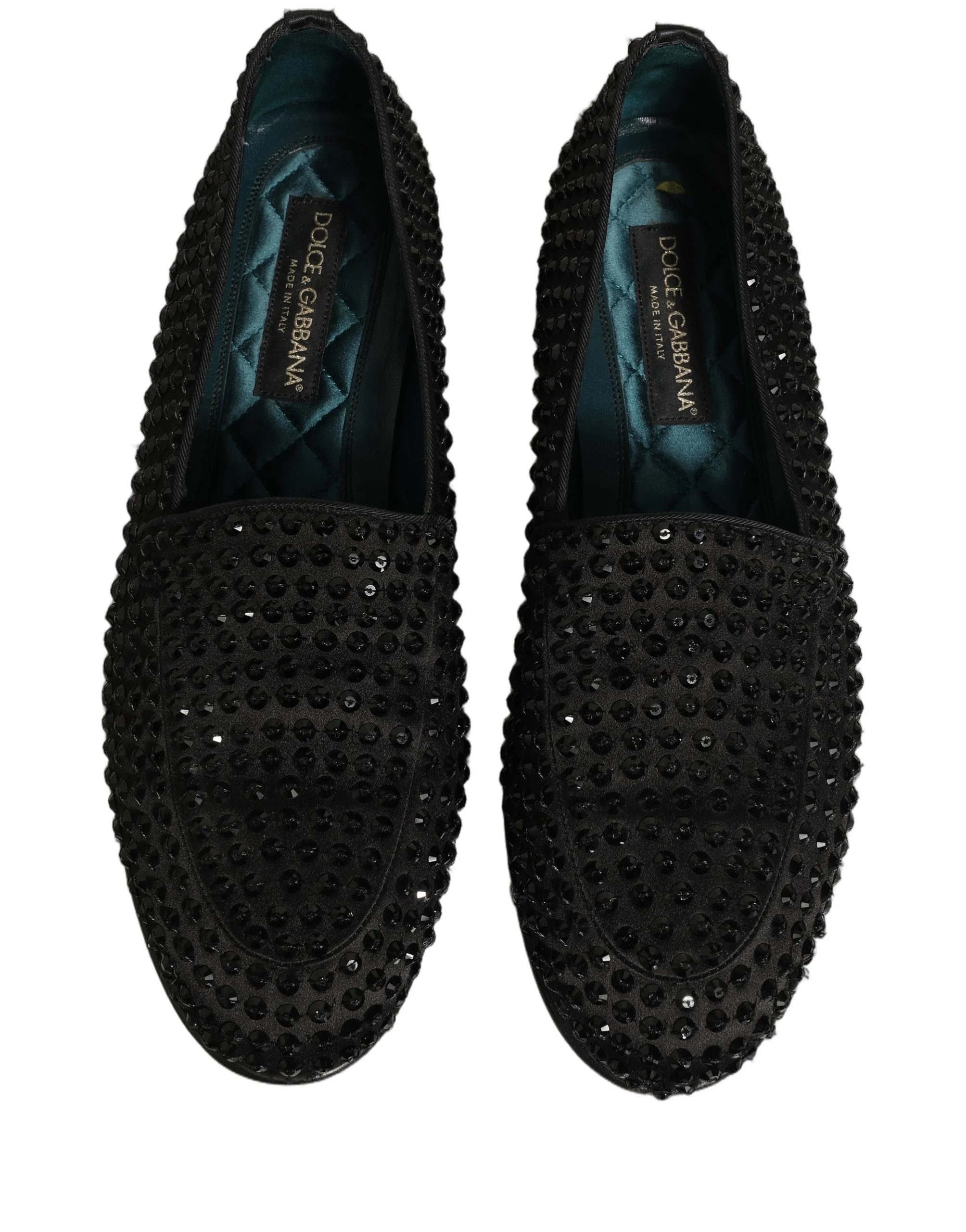 Dolce & Gabbana Black Rhinestone Embellished Loafers Shoes - EU43/US10