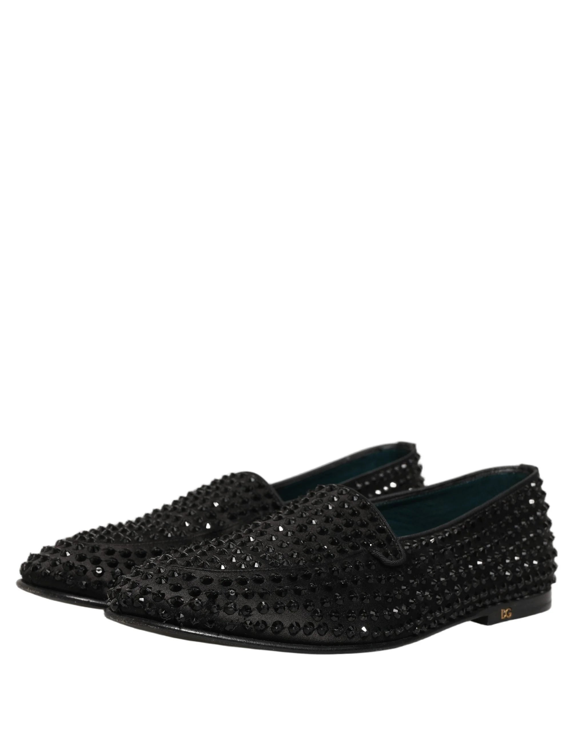 Dolce & Gabbana Black Rhinestone Embellished Loafers Shoes - EU43/US10