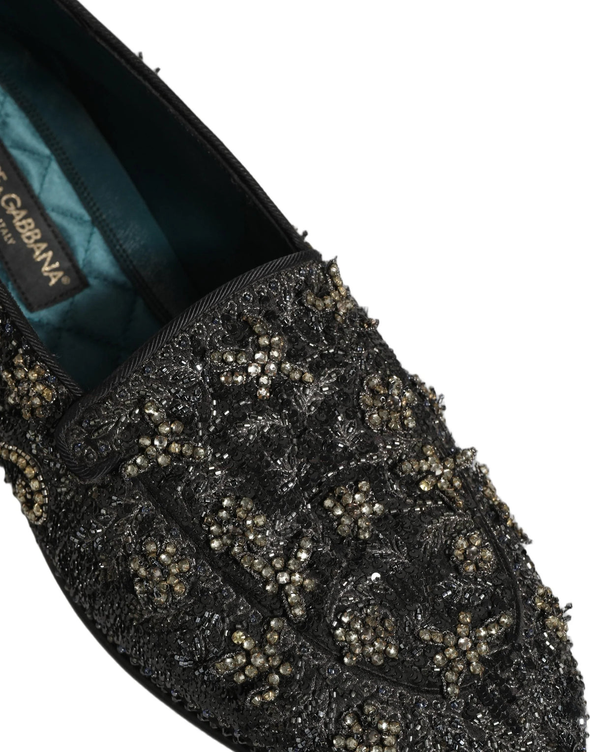 Dolce & Gabbana Mocassini Neri con Cristalli - EU43/US10
