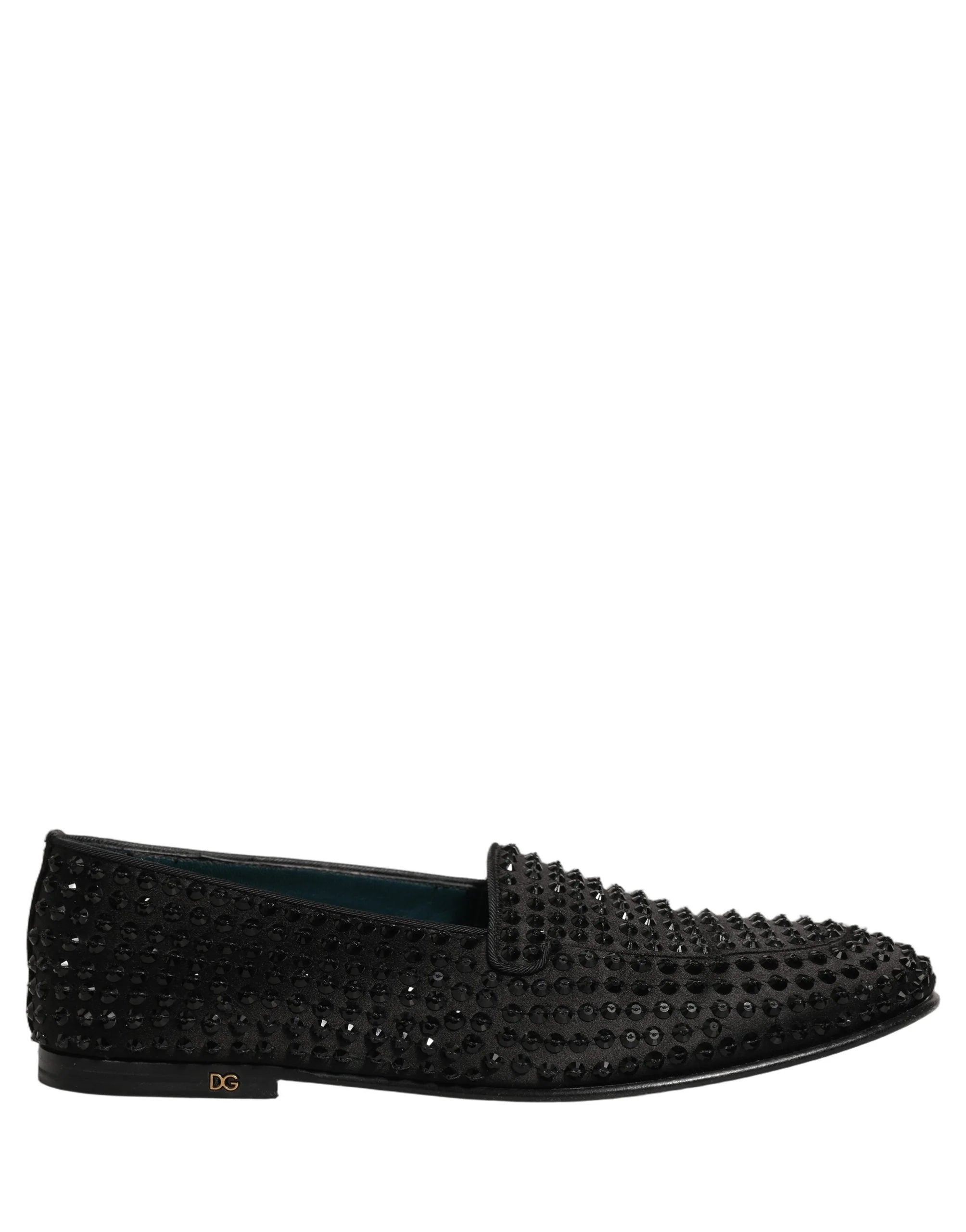 Dolce & Gabbana Black Rhinestone Embellished Loafers Shoes - EU43/US10