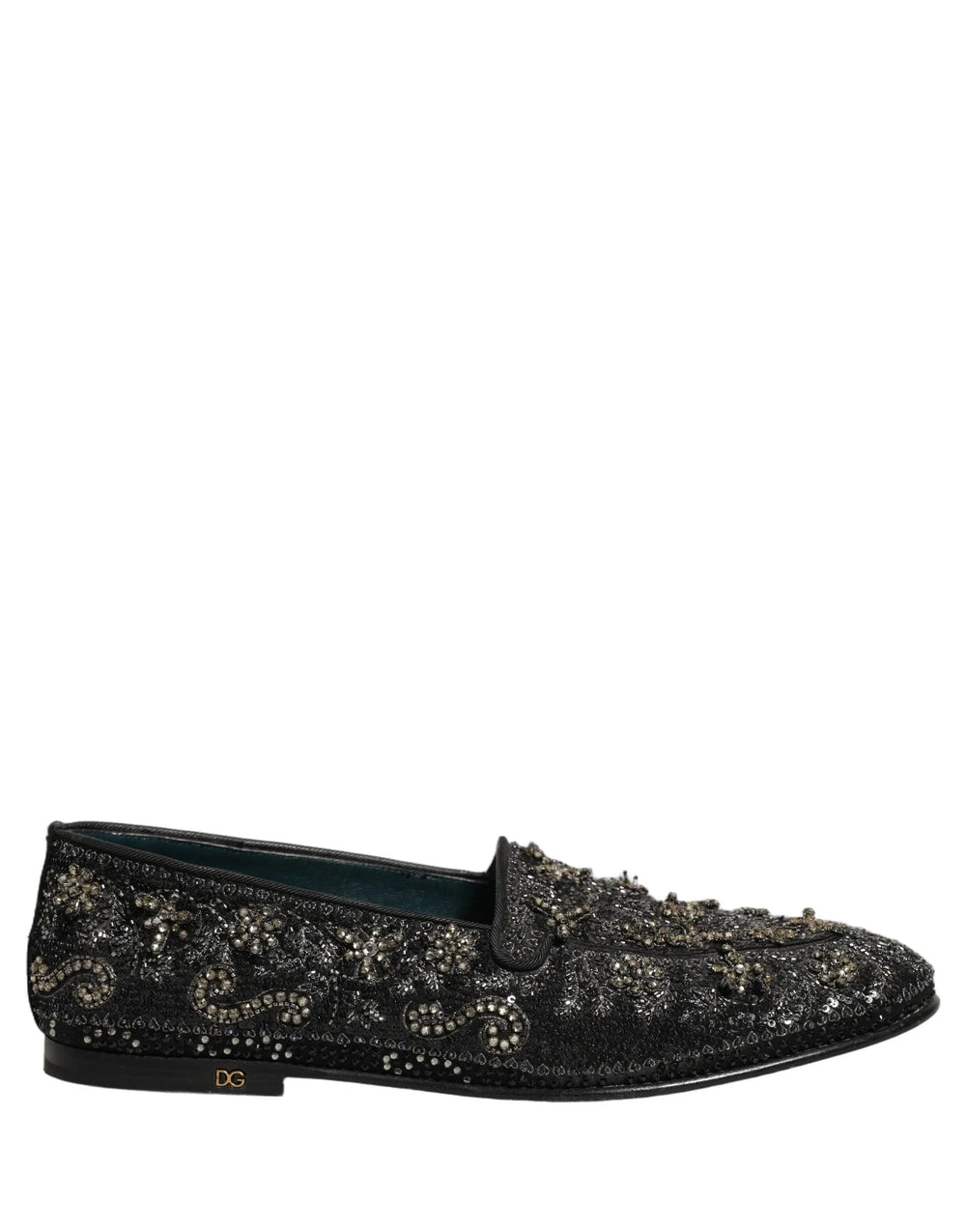 Dolce & Gabbana Mocassini Neri con Cristalli - EU43/US10
