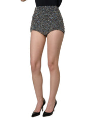 Dolce & Gabbana Black Rhinestone High Waist Hotpants Shorts - IT38 | XS