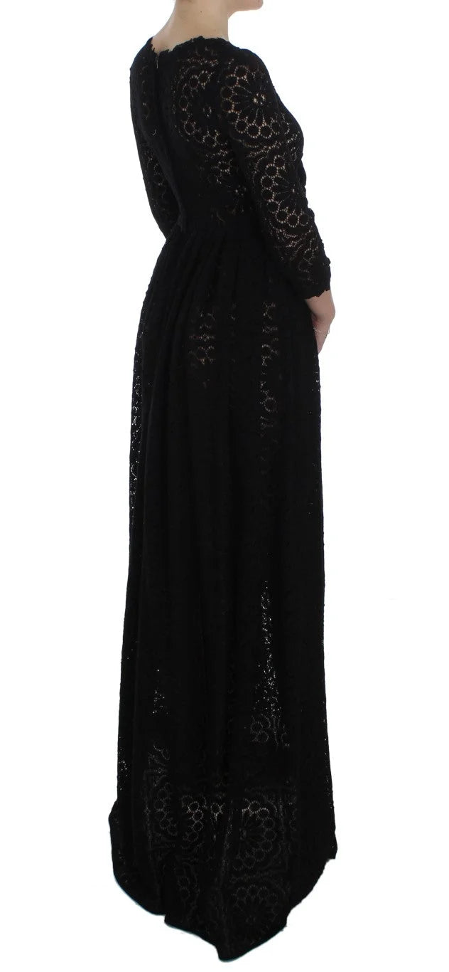 Dolce & Gabbana Black Ricamo Knitted Full Length Maxi Dress - IT40|S - Dresses