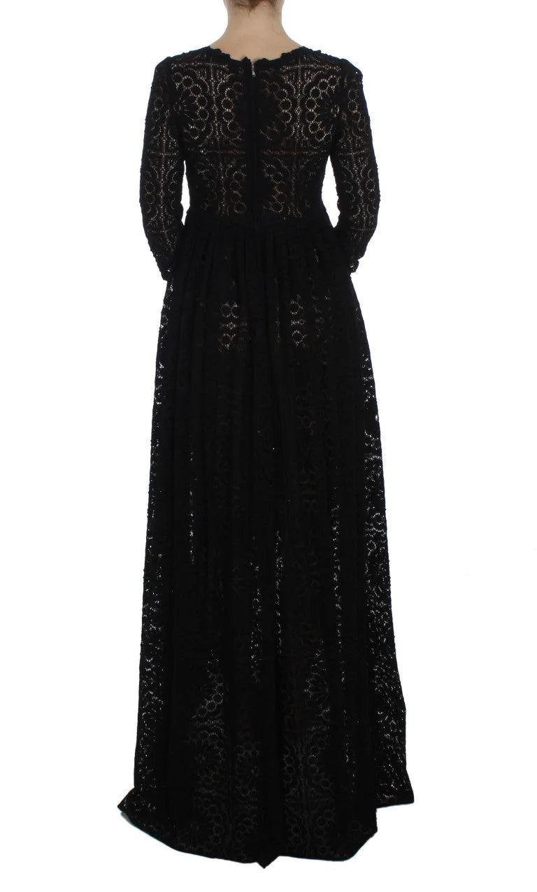 Dolce & Gabbana Black Ricamo Knitted Full Length Maxi Dress - IT40|S - Dresses