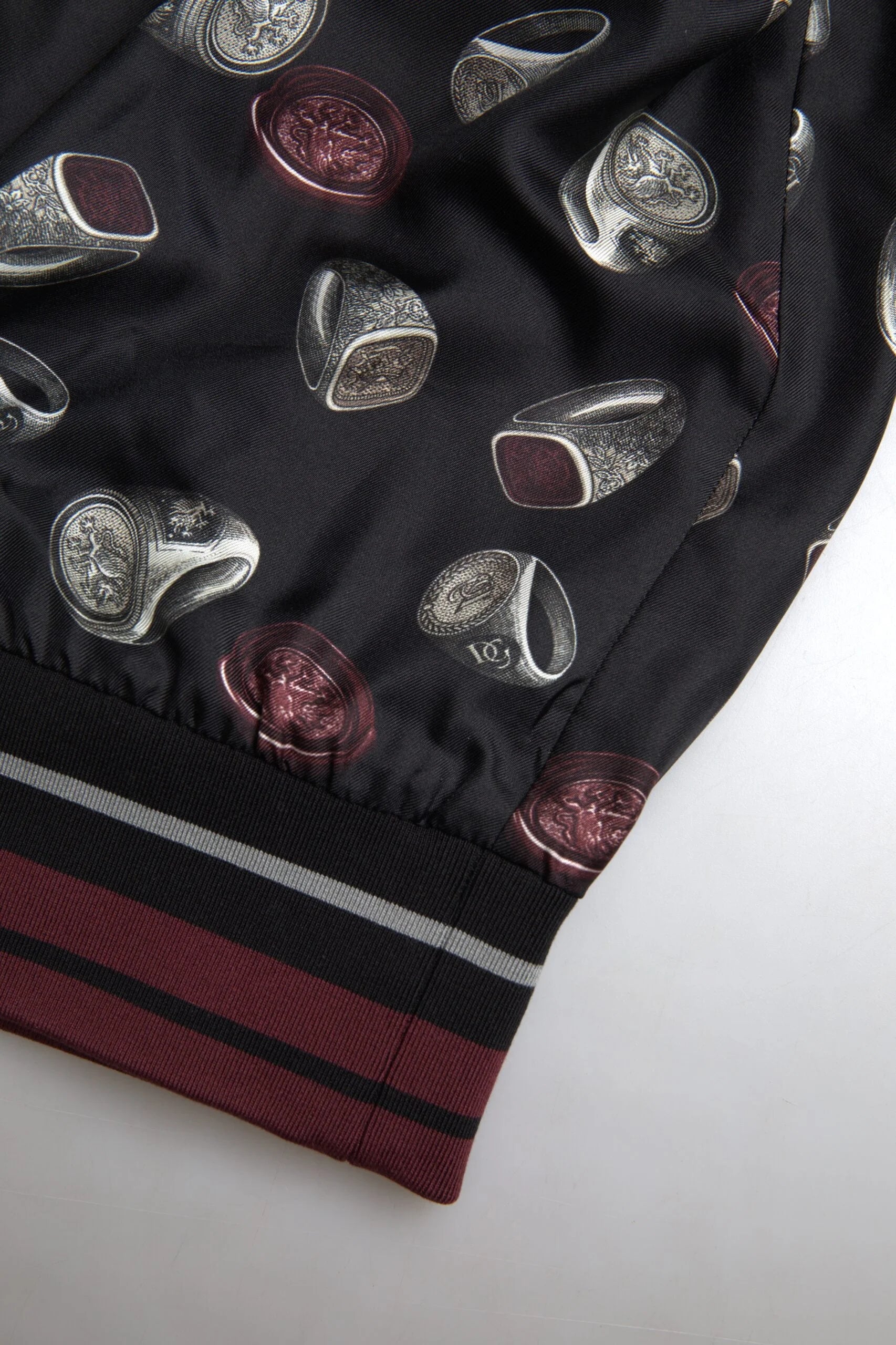 Dolce & Gabbana Black Ring Print Silk Crewneck Sweater - Sweaters