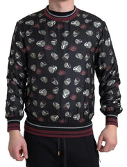Dolce & Gabbana Black Ring Print Silk Crewneck Sweater - Sweaters