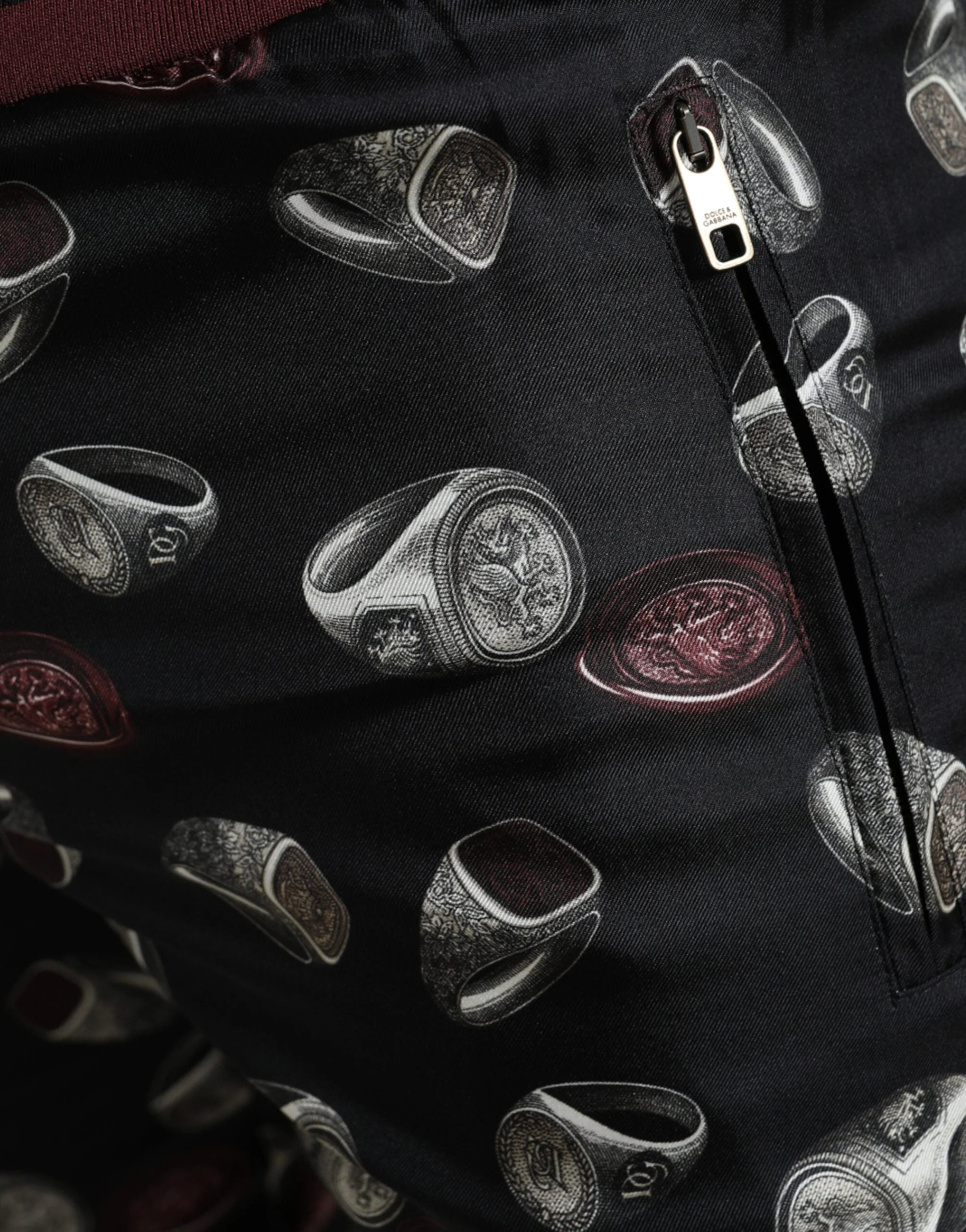 Dolce & Gabbana Black Ring Silk Jogging Trousers Pants - Joggers