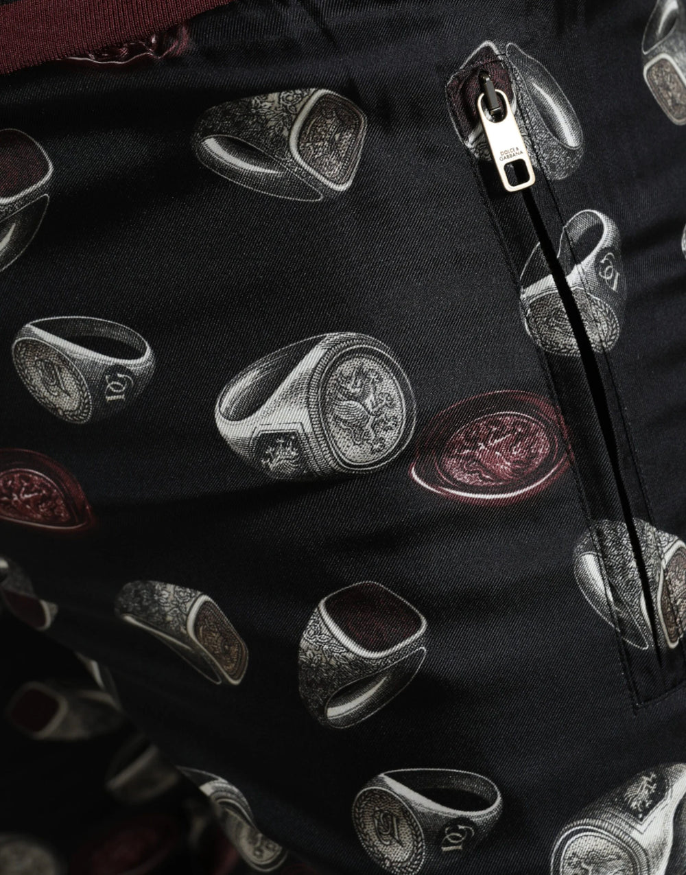 Dolce & Gabbana Black Ring Silk Jogging Trousers Pants - Joggers