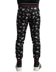 Dolce & Gabbana Black Ring Silk Jogging Trousers Pants - Joggers