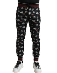 Dolce & Gabbana Black Ring Silk Jogging Trousers Pants - Joggers