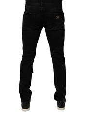 Dolce & Gabbana Black Ripped Cotton Skinny Men Denim Jeans - IT50 | L