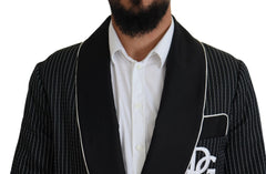 Dolce & Gabbana Black Robe Striped DG Patch Jacket Men Blazer - Sport Jackets