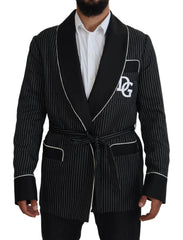 Dolce & Gabbana Black Robe Striped DG Patch Jacket Men Blazer - Sport Jackets