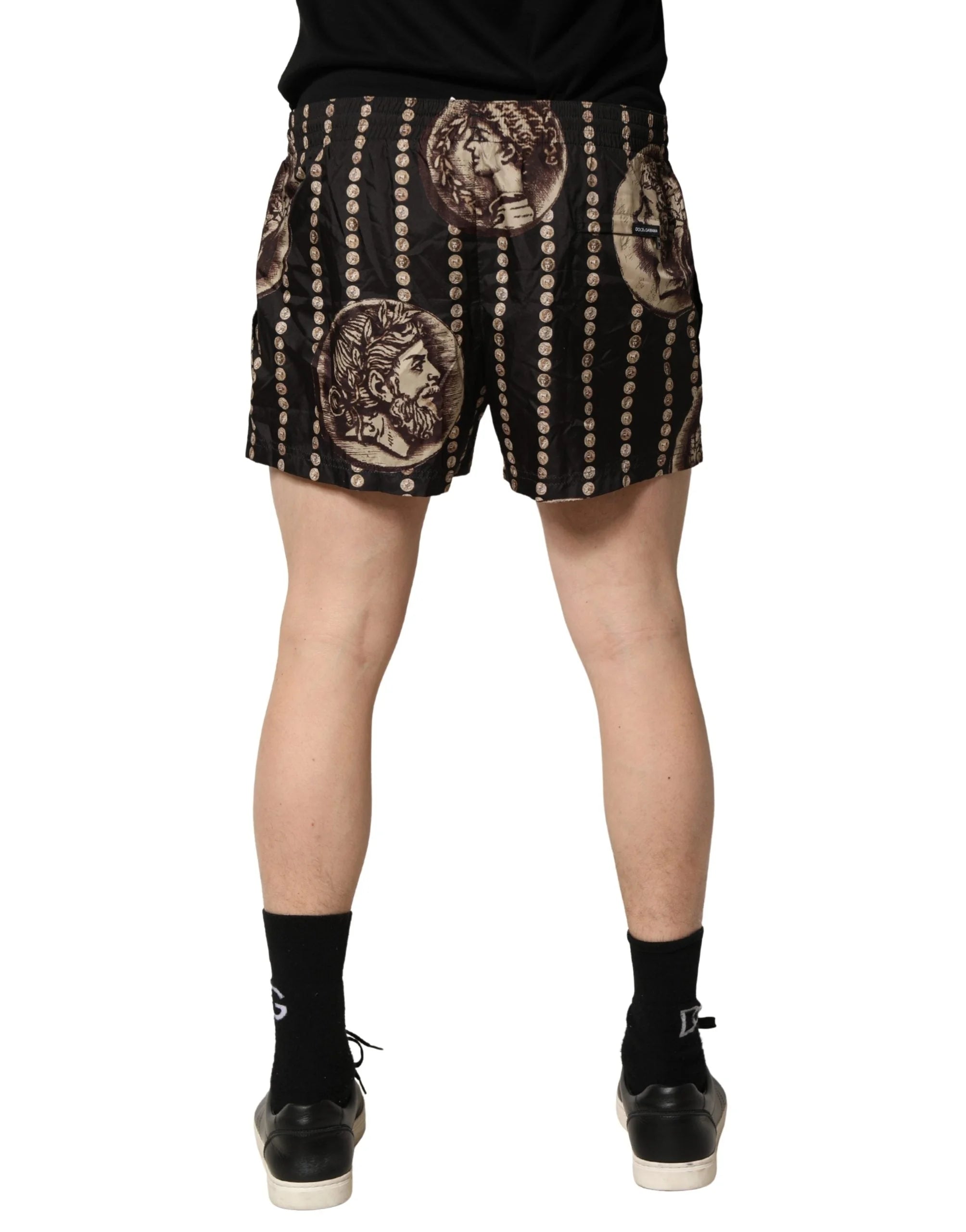 Dolce & Gabbana Calções de Banho Estampados Moeda Romana Pretos