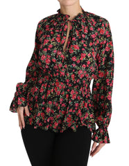 Dolce & Gabbana Black Rose Print Floral Shirt Top Blouse - Blouses