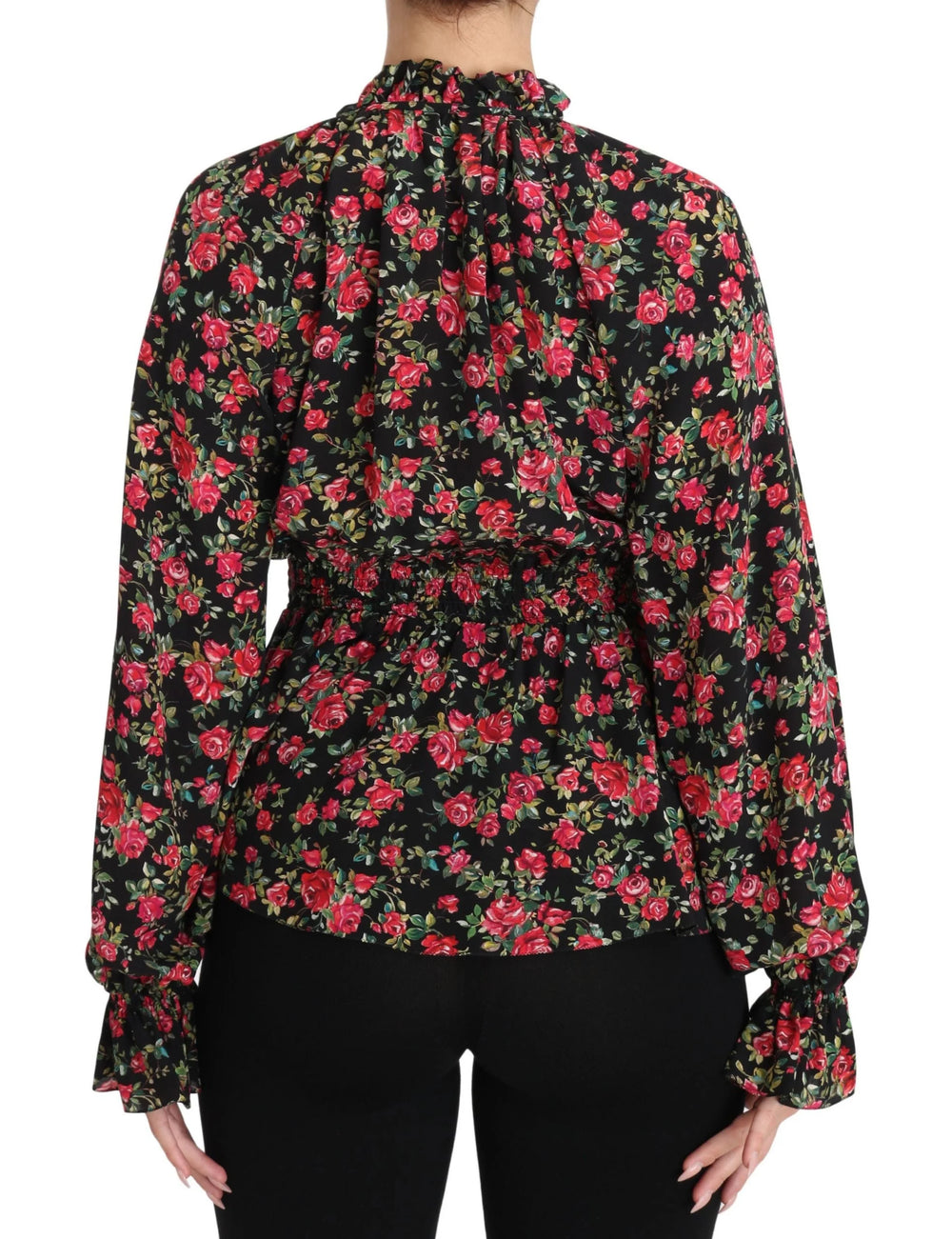Dolce & Gabbana Black Rose Print Floral Shirt Top Blouse - Blouses