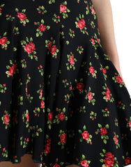 Dolce & Gabbana Black Rose Print High Waist A-line Mini Skirt - IT40|S - Skirts