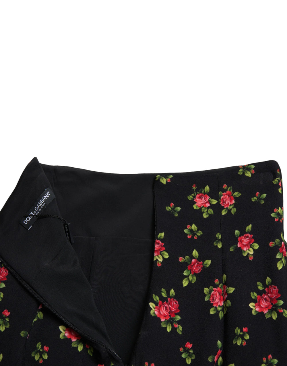 Dolce & Gabbana Black Rose Print High Waist A-line Mini Skirt - IT40|S - Skirts
