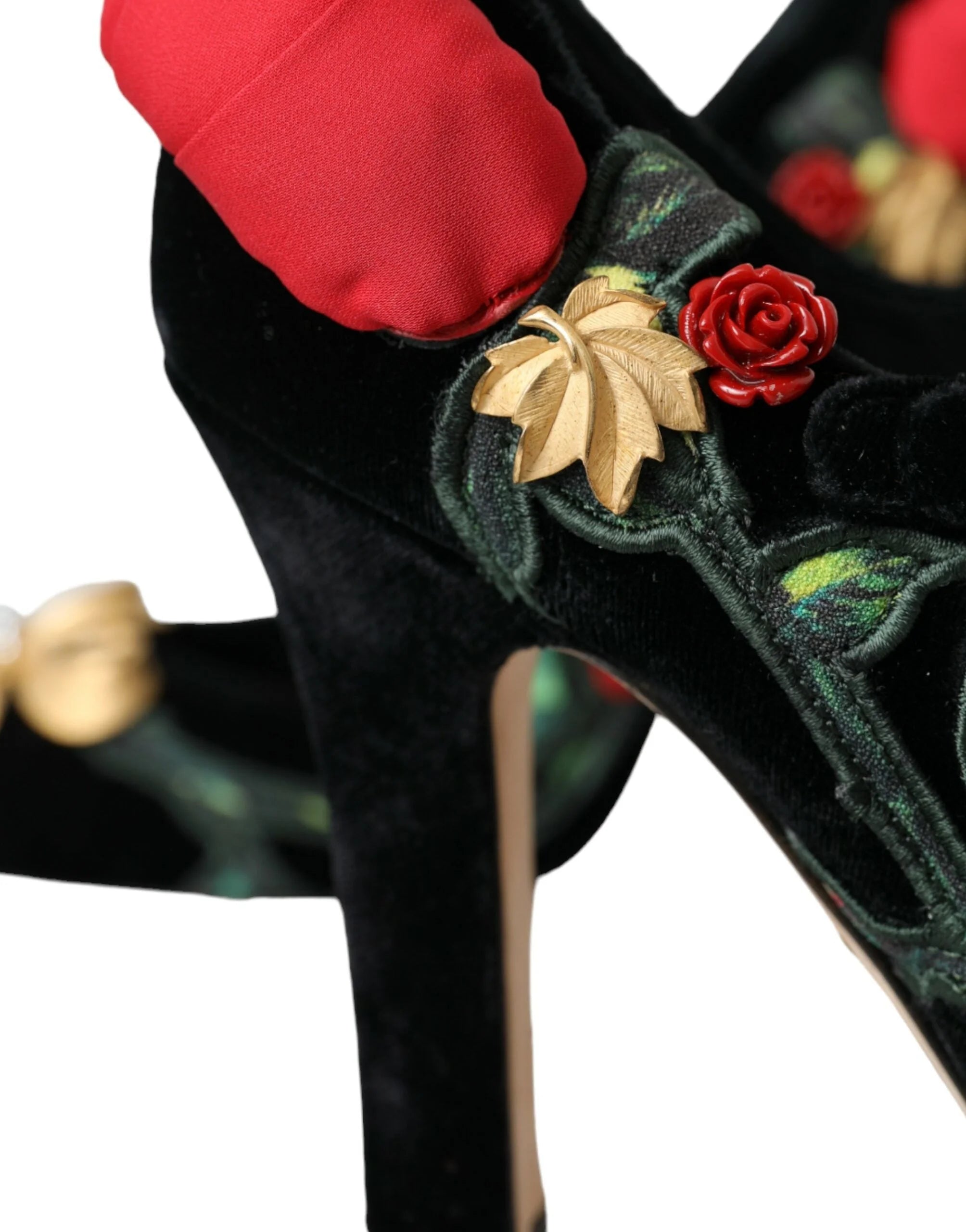 Dolce & Gabbana Black Roses Crystal Brooch Mary Jane Shoes - EU36/US5.5