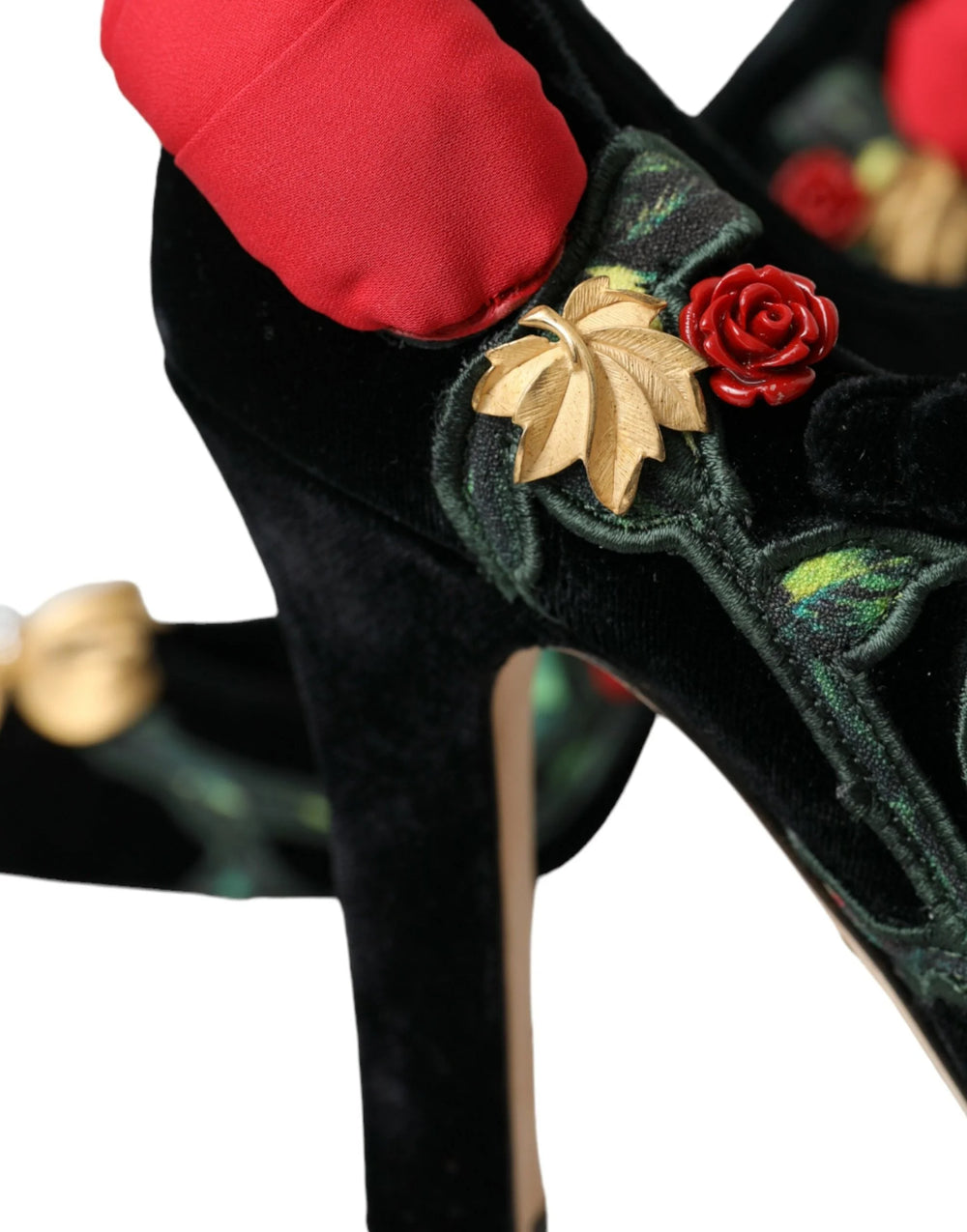 Dolce & Gabbana Black Roses Crystal Brooch Mary Jane Shoes - EU36/US5.5