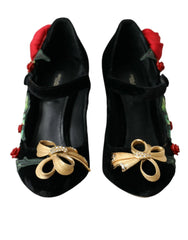 Dolce & Gabbana Black Roses Crystal Brooch Mary Jane Shoes - EU36/US5.5 - Heels