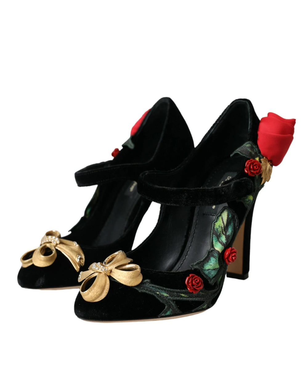 Dolce & Gabbana Black Roses Crystal Brooch Mary Jane Shoes - EU36/US5.5